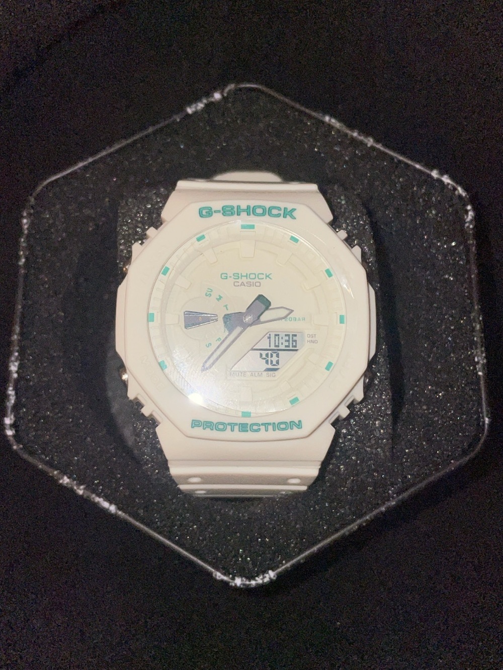 Casio G-Shock White Watch with Aqua Accents